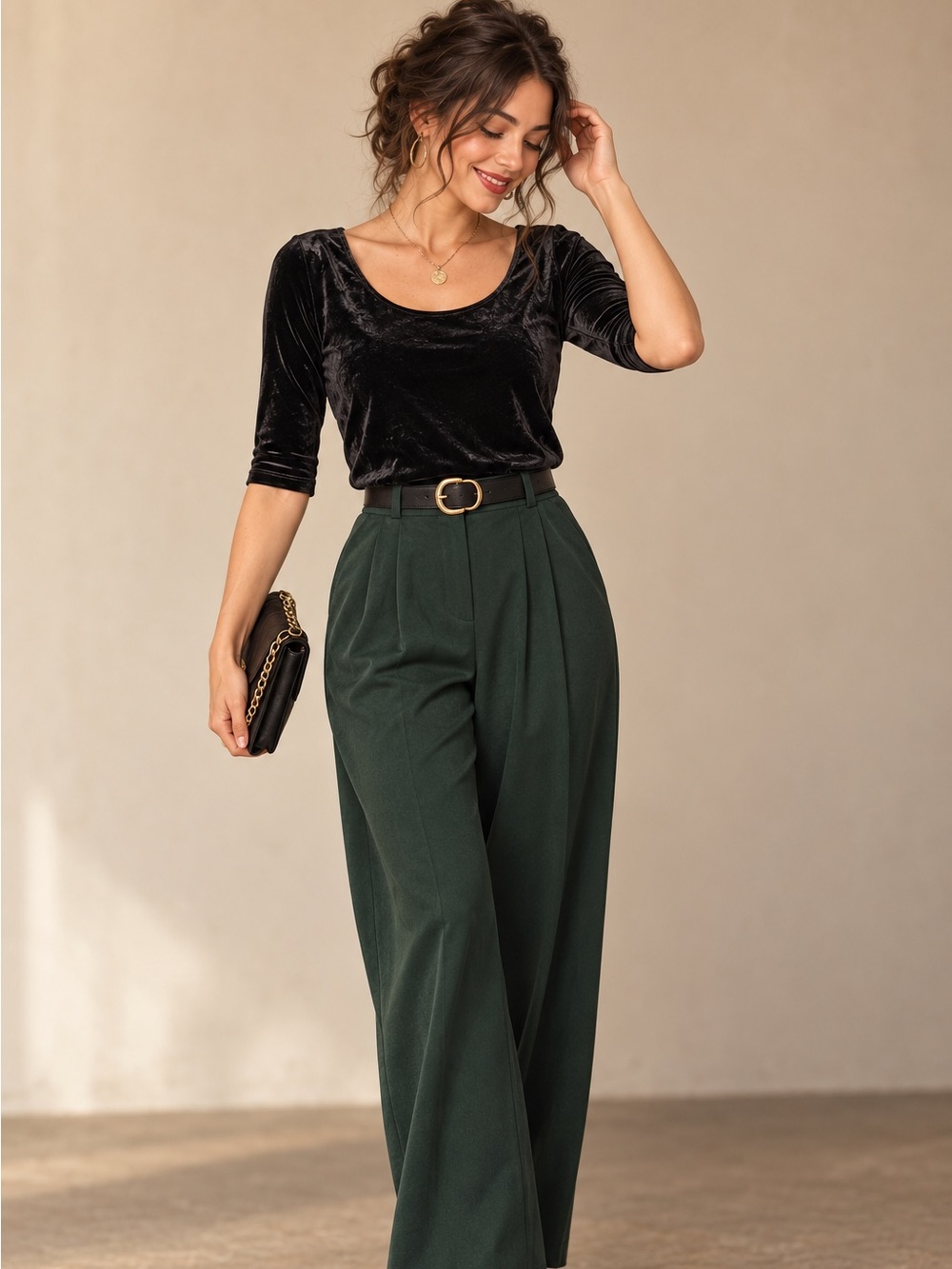 Banana Republic Black Velvet Scoop Neck Top